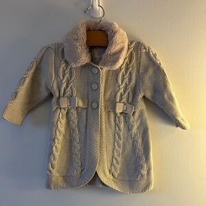 Mayoral Cream Sweater with Plush Collar